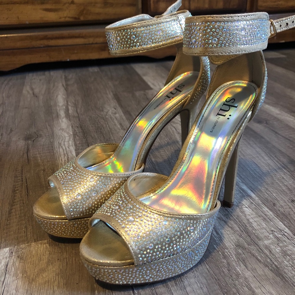 Gold high heels